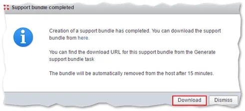 Downloading a generated bundle file using the ESXi host client