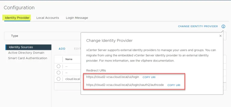 Gathering your redirect URIs from your vCenter Server