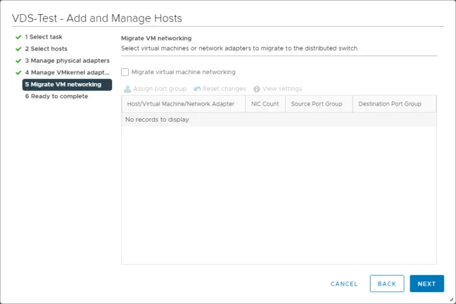 Migrate VM networking
