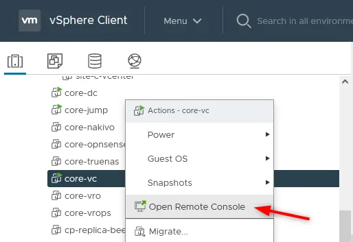Remote console using the vSphere Client