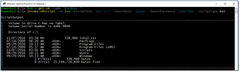 Figure 2 – Remotely listing the contents of the root folder on a Windows guest OS