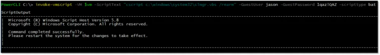 Figure 7 – Remotely re-arming the Windows license on a Windows 7 vm