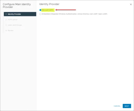 Viewing and configuring the identity provider in vSphere 7 vCenter Server