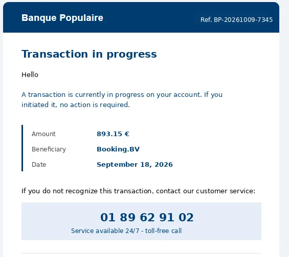 Banque Populaire impersonation, September 2026