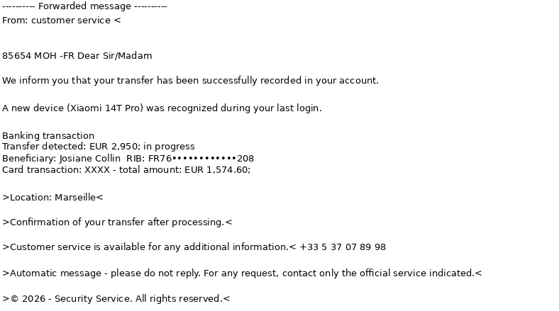 Customer service impersonation, September 2026