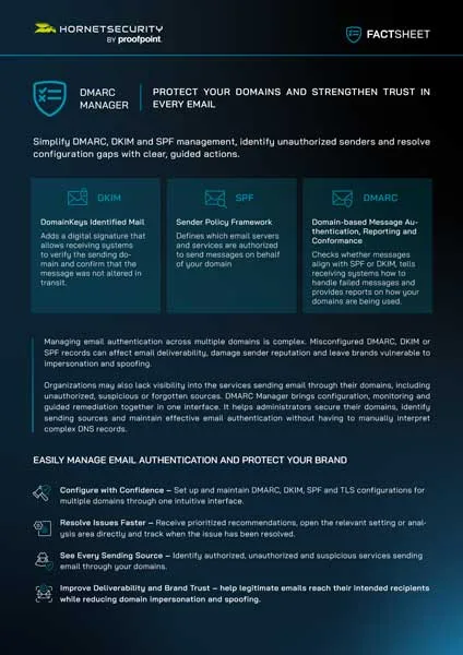 Factsheet cover : DMARC Manager