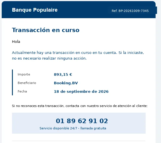 Suplantación de Banque Populaire, septiembre de 2026