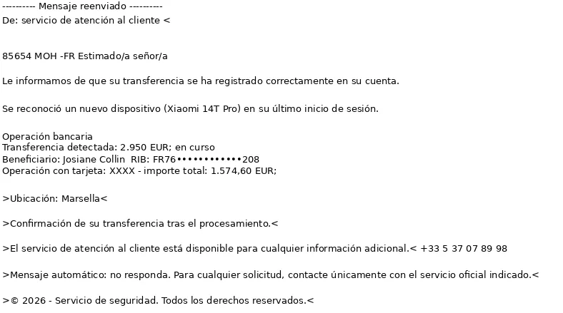Suplantación de un servicio de atención al cliente, septiembre de 2026