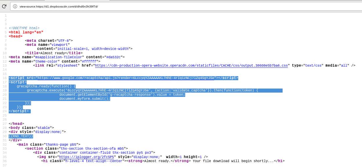 TA505 HTML template fail