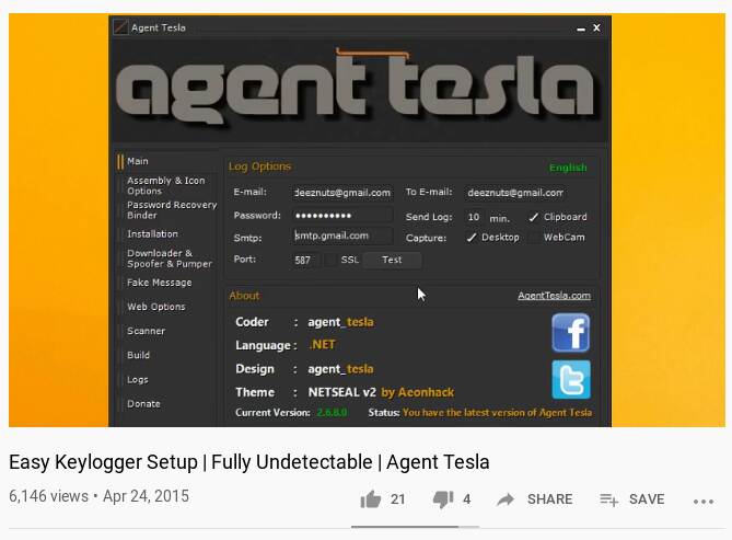 AgentTesla YouTube tutorial
