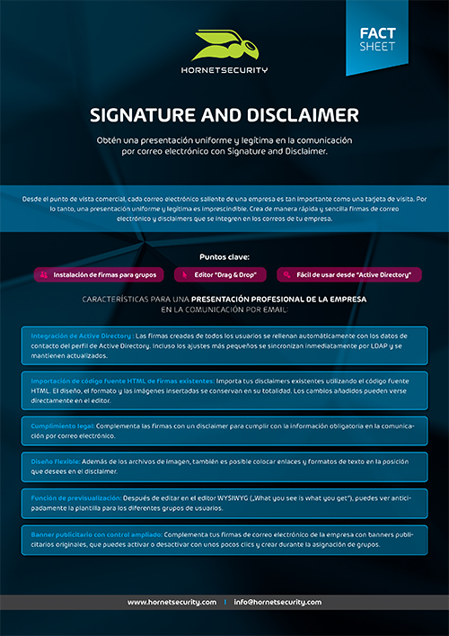 Hoja informativa Signature and Disclaimer