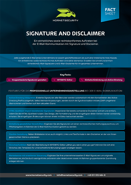 Fact Sheet Signature and Disclaimer