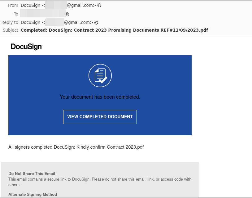 DocuSign Brand Impersonation Phishing HTML