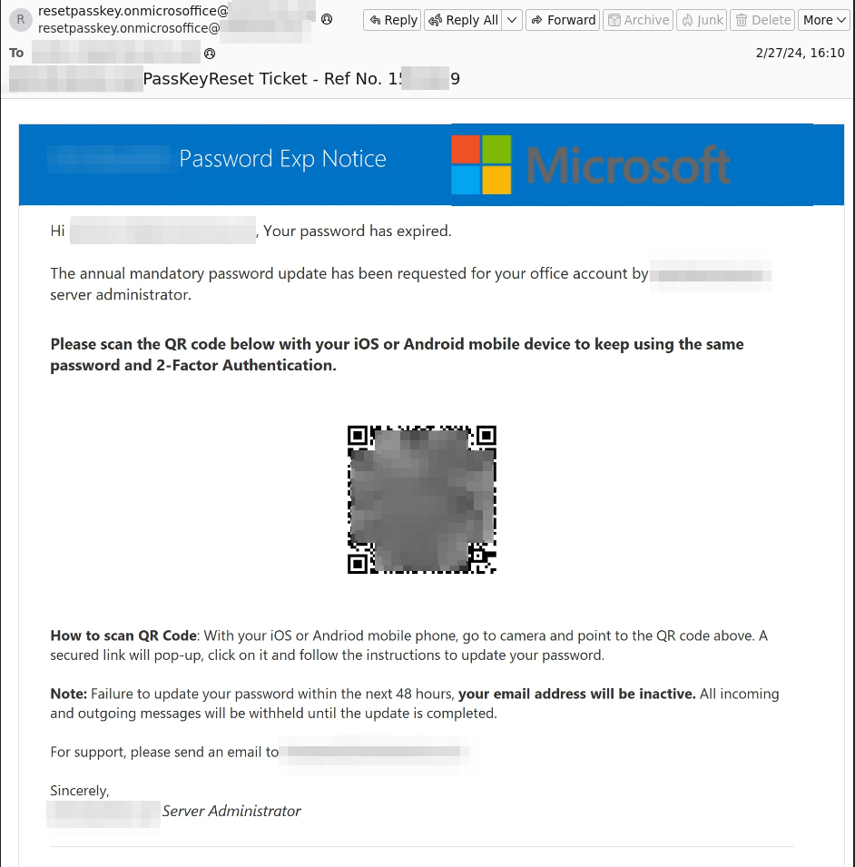 Scanning a QR code - phishing
