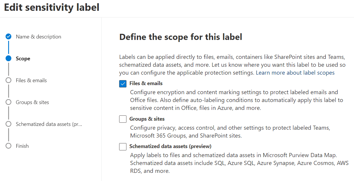 Scoping a sensitivity label in M365 Information Protection